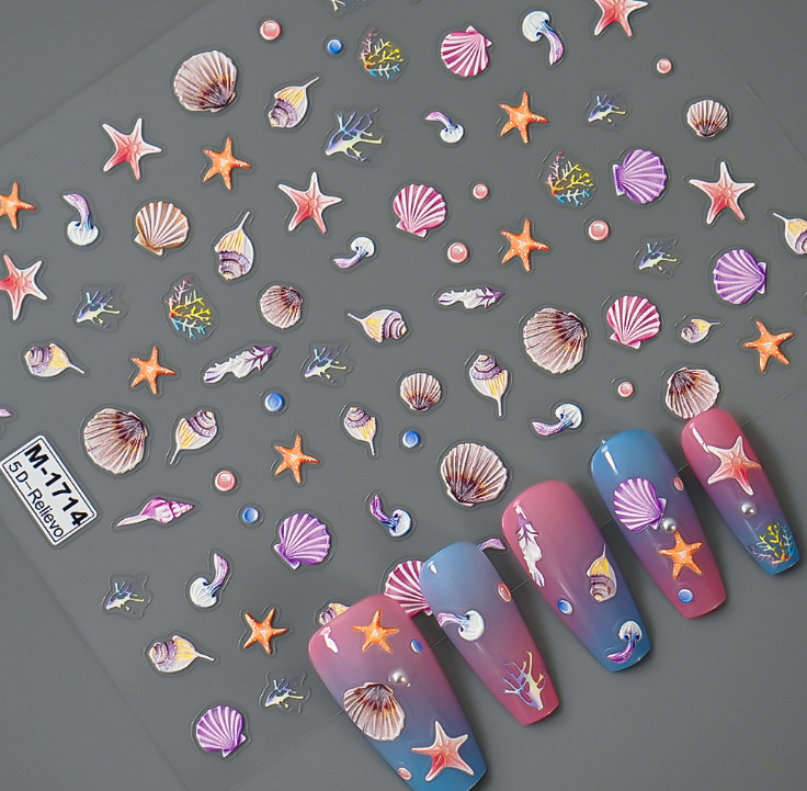 5D Colorful Shell Nail Stickers